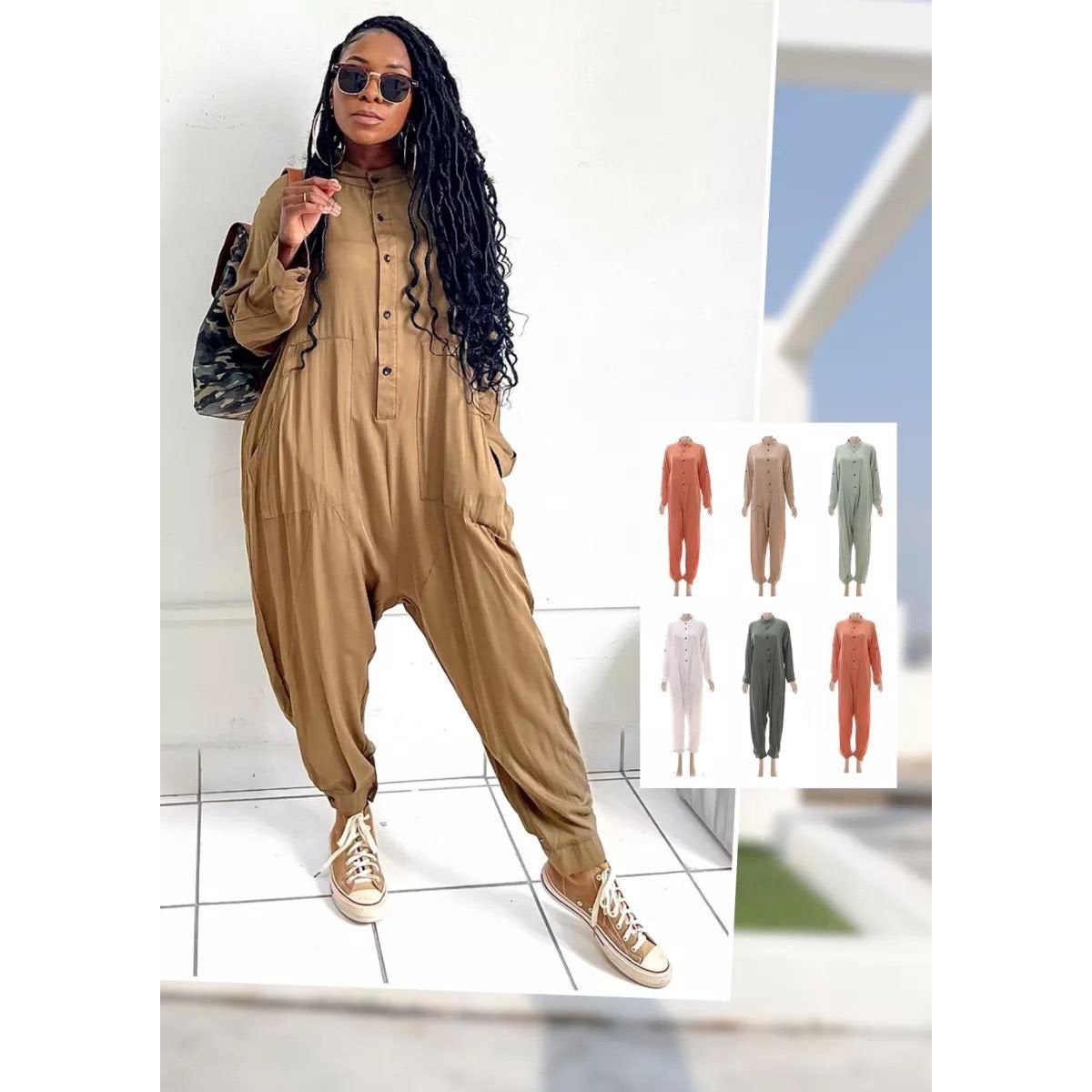 Long Sleeve Harem Jumpsuit