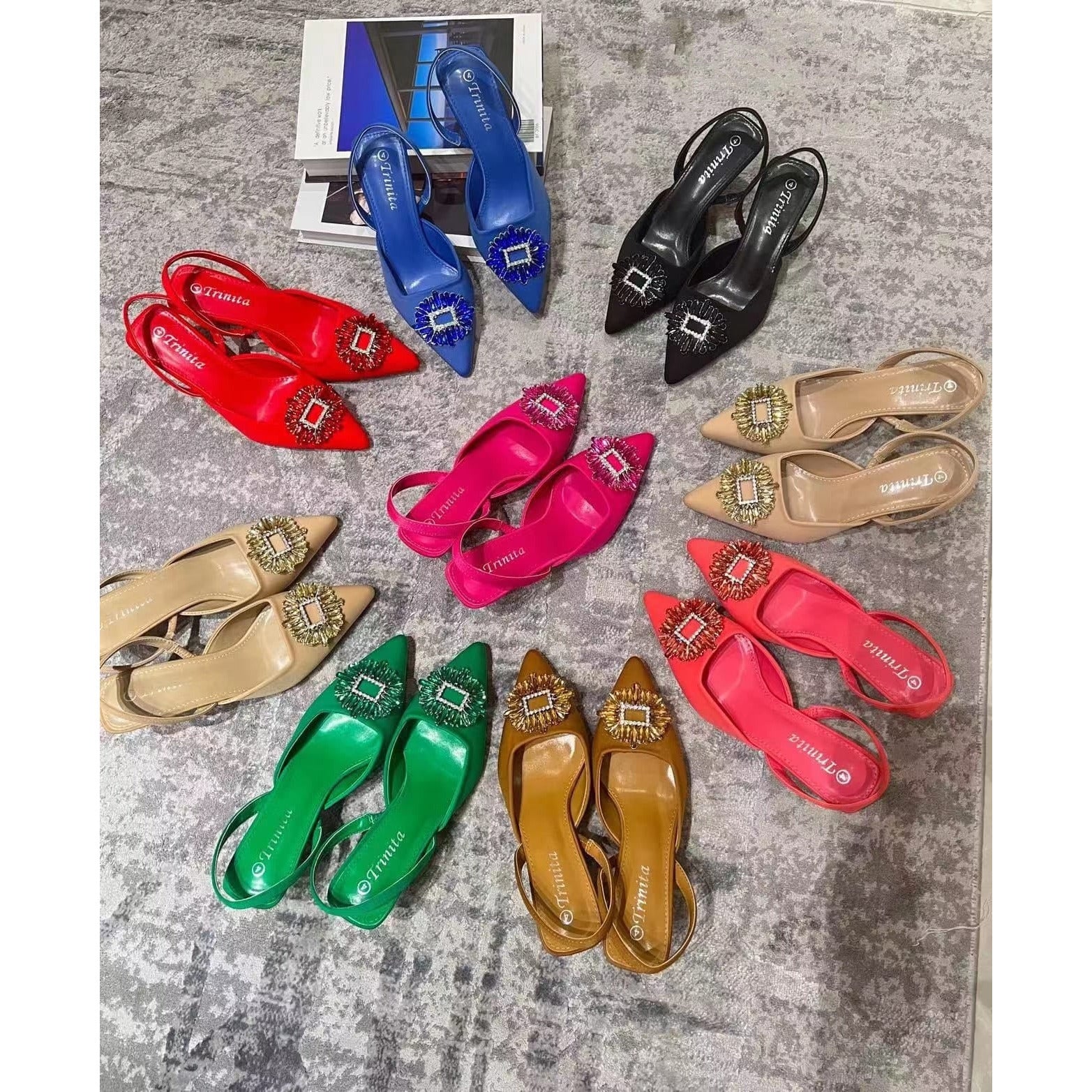 Rhinestones Decorated Pointed Heels Pumps