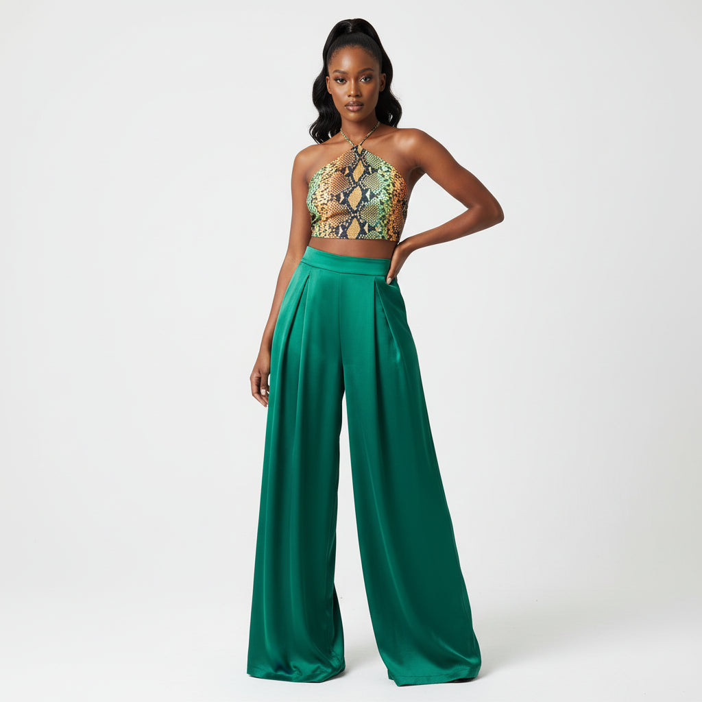 Satin Loose Wide Leg High Waist Sexy Pants