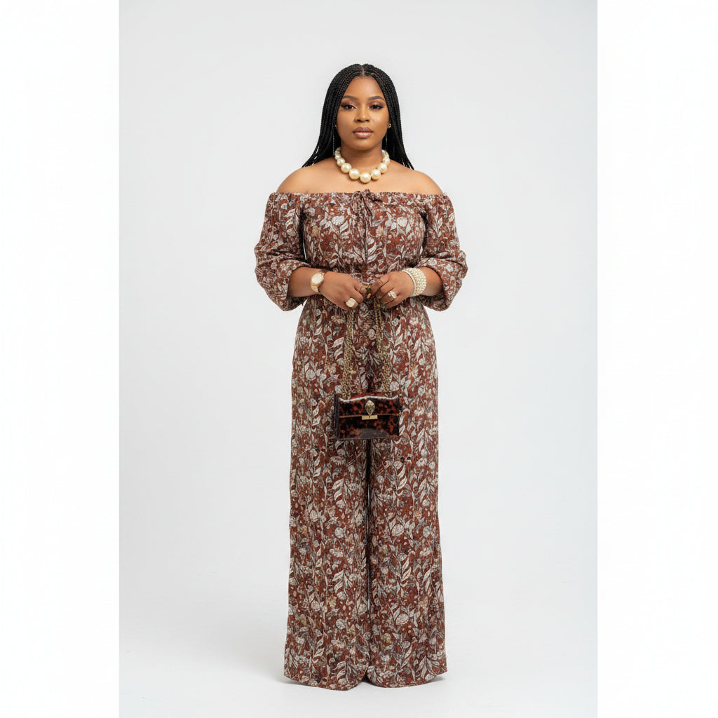 Printed Off Shoulder Jumpsuit