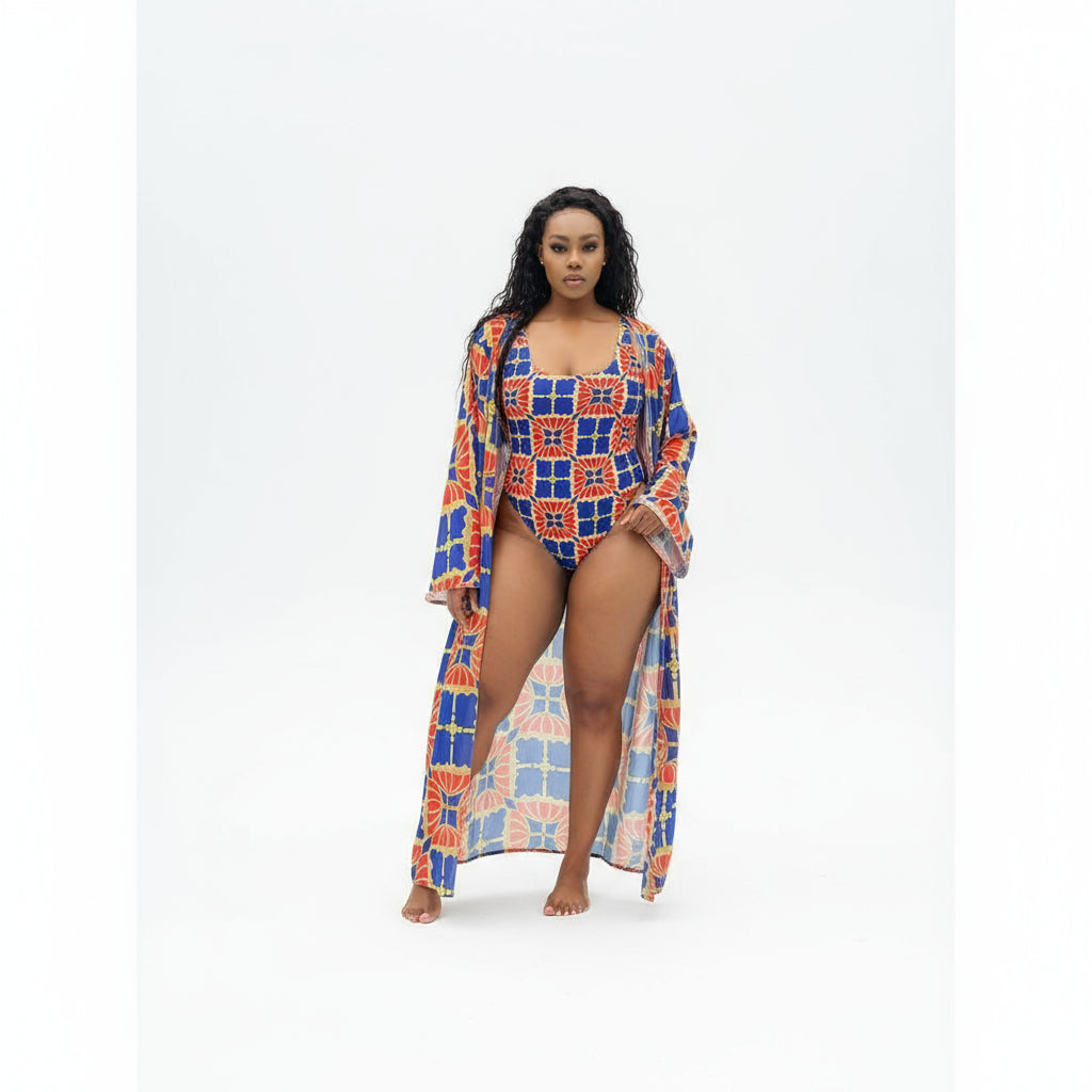 Multicolor Print Swimwears Set