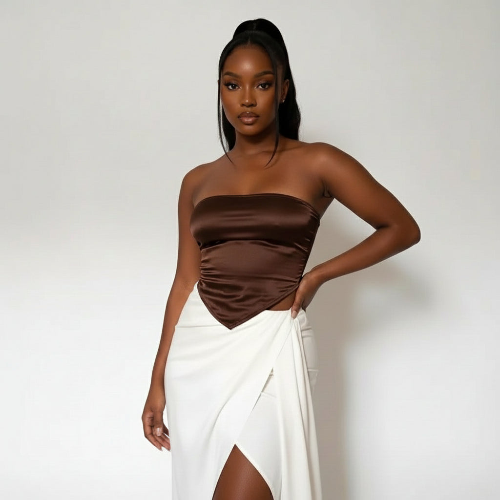 Summer Strapless Scarf Crop Top