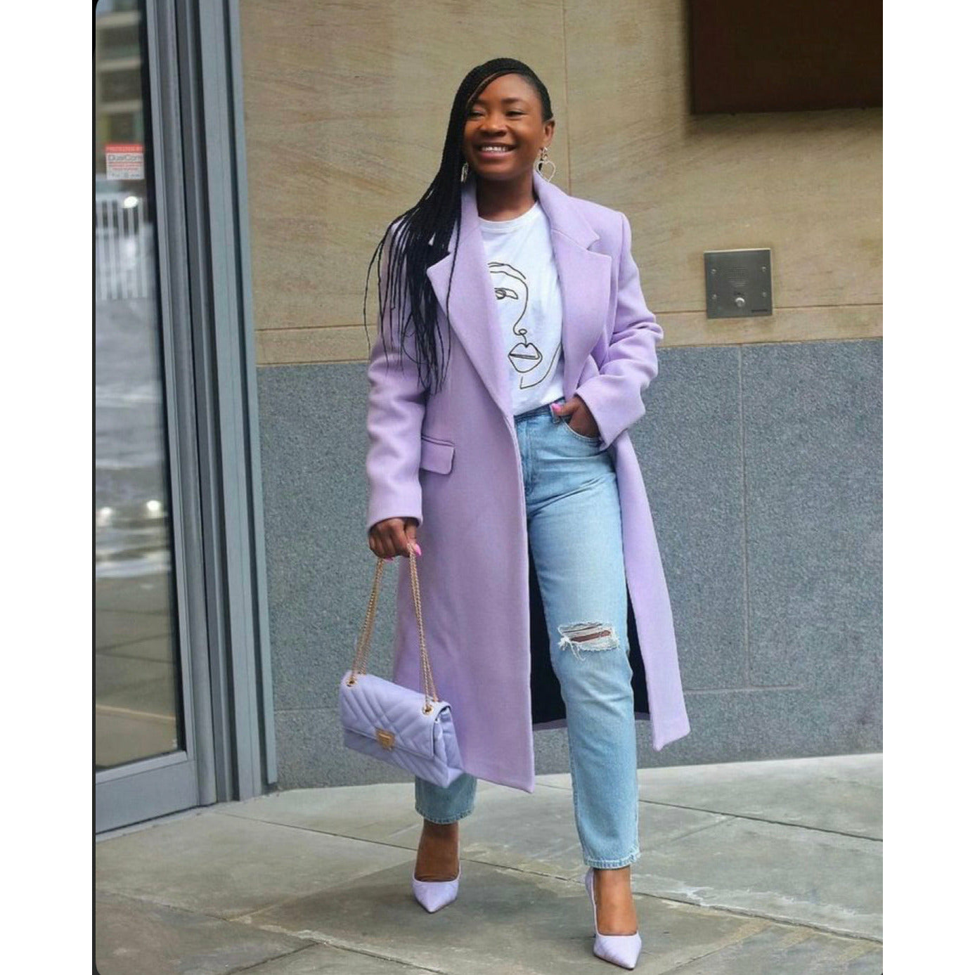 Single Button Long Waterfall Coat