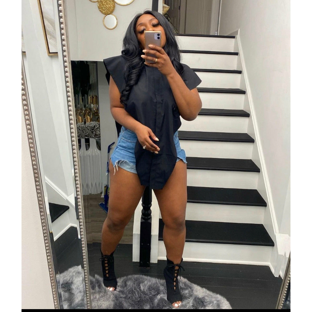 Sexy Lapel Sleeveless Cover Blouse Shirt