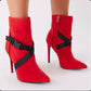 Pointed Toe Buckle Stiletto Heel Ankle Boots