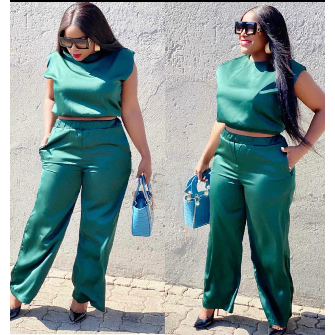 Sleeveless Crop Top & High Waisted Pant Set