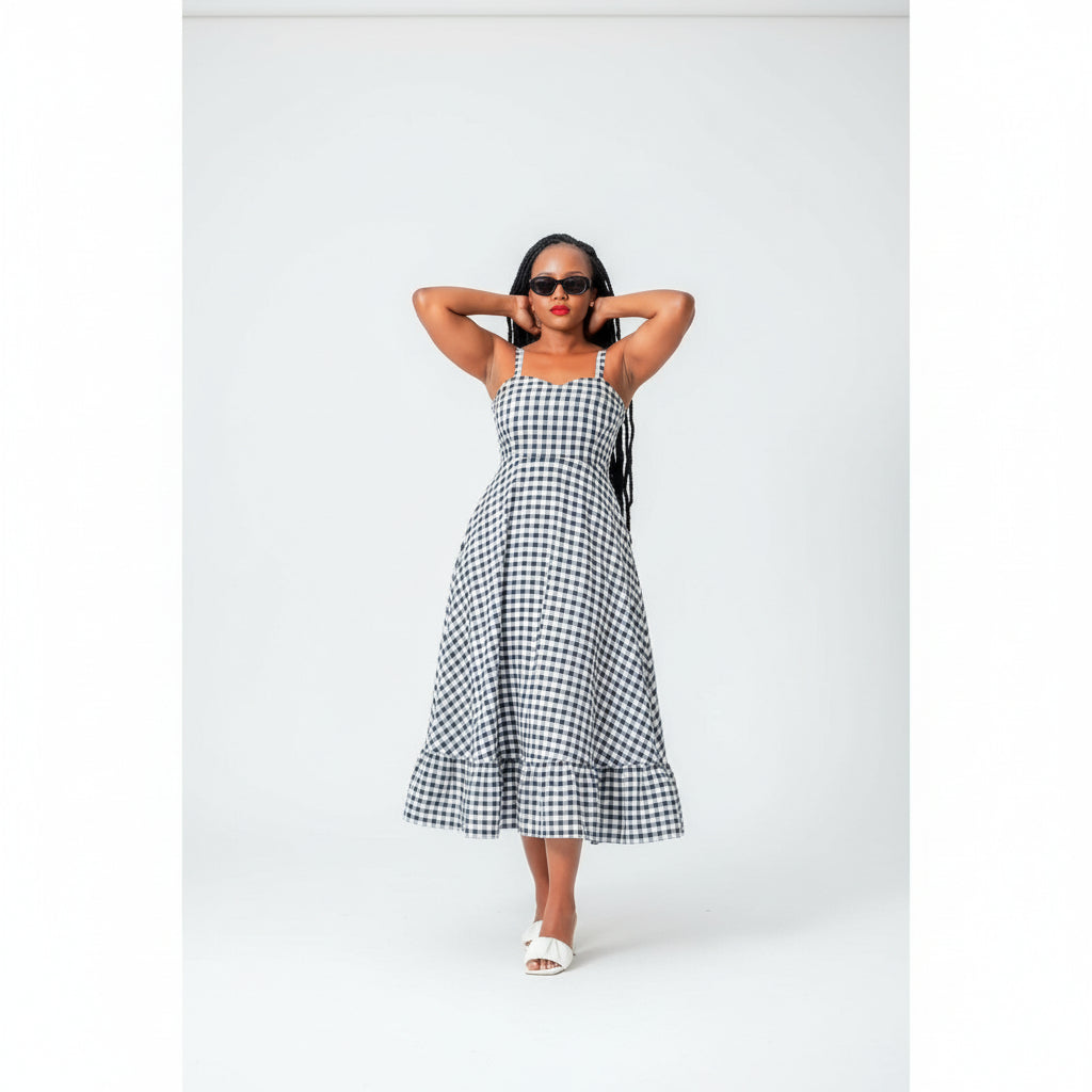 Plaid Printed Long Summer Dress