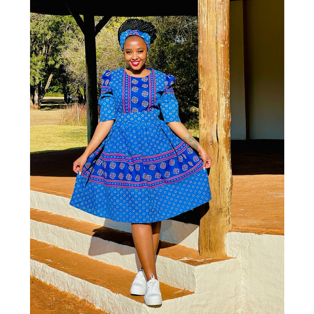 Three Quarter Sleeve Ankara Dress