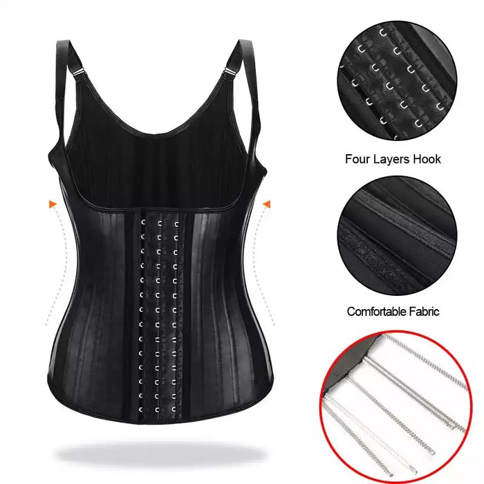 High Compression Waist Trainer With 3 Rows of Hooks and 25 Steel