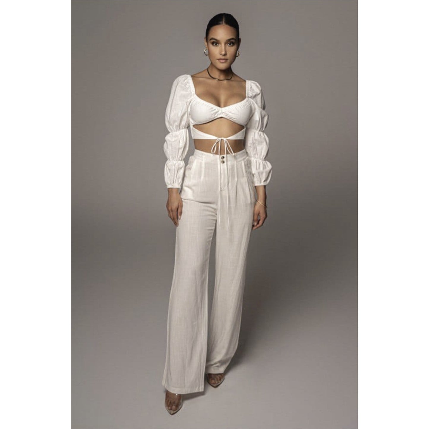 Sexy Long Sleeve V Neck Crop Top