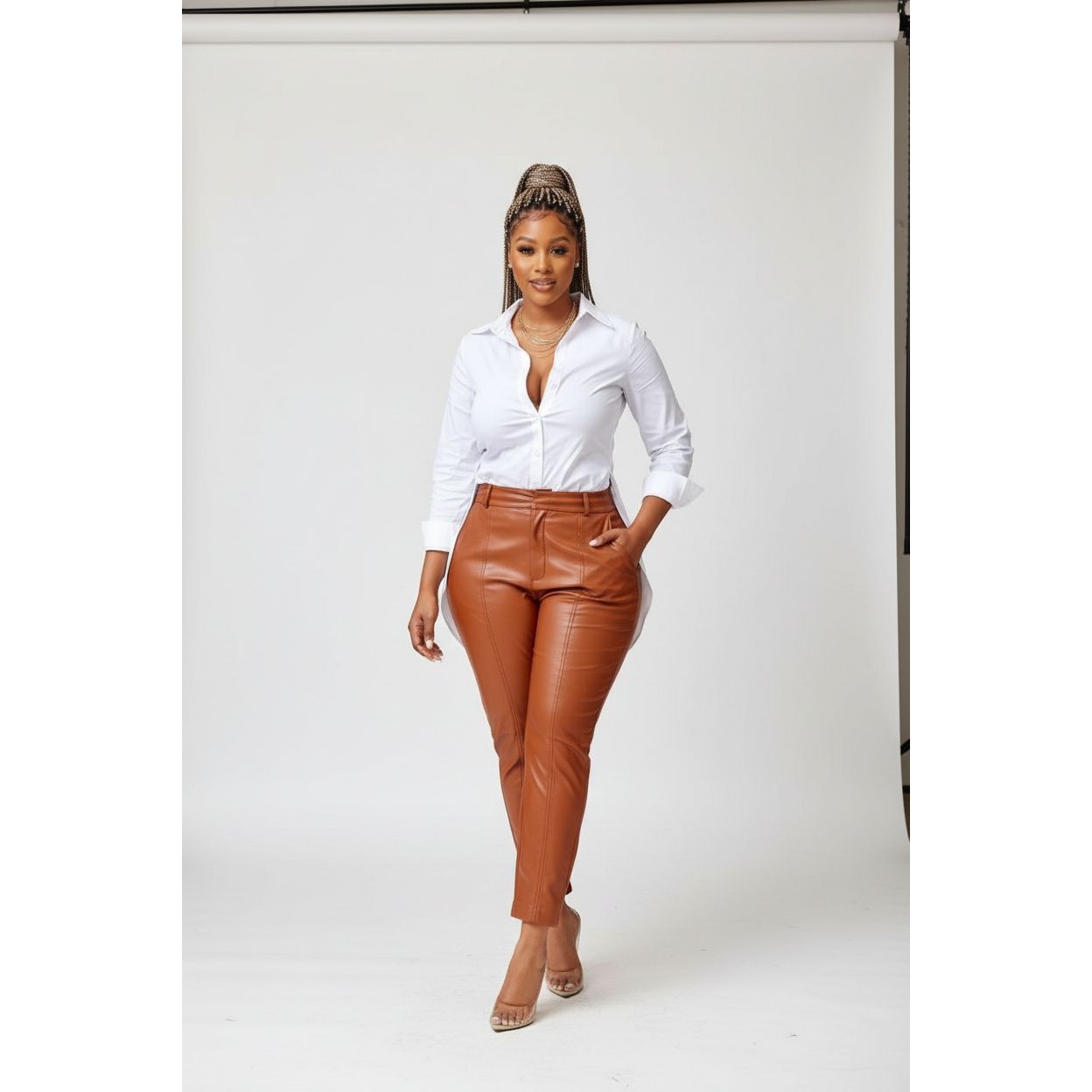 Long Sleeve Single Breasted Slim Split Blouse