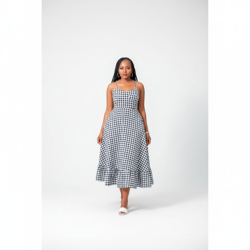 Plaid Printed Long Summer Dress