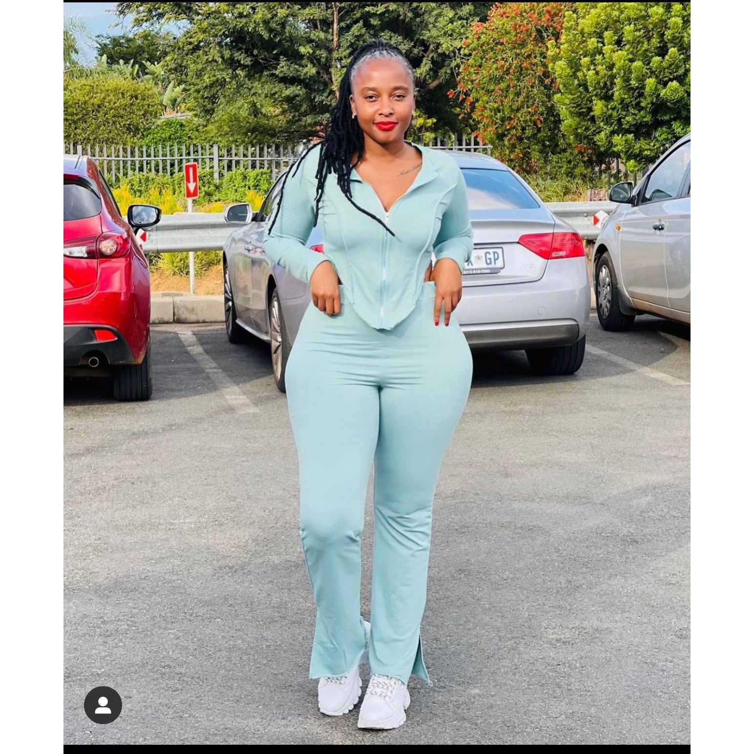 Cropped Zip Jacket + Boot-Cut Sweatpants Set.