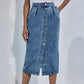 Single Breasted Knee Length Denim Skirt