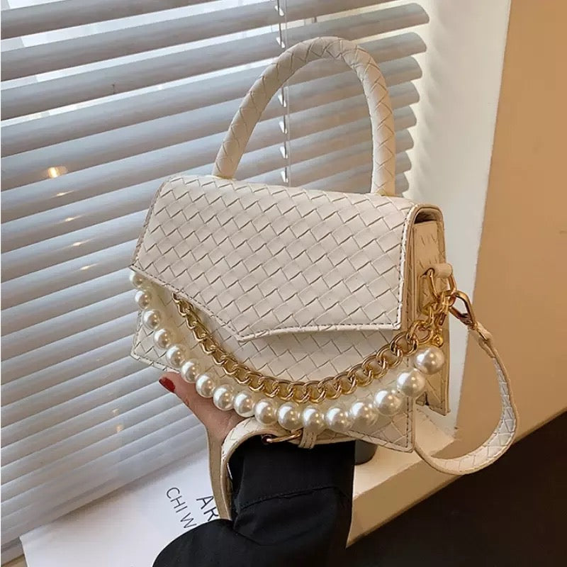 Pearl Chain Weave Tote Shoulder Messenger Bag