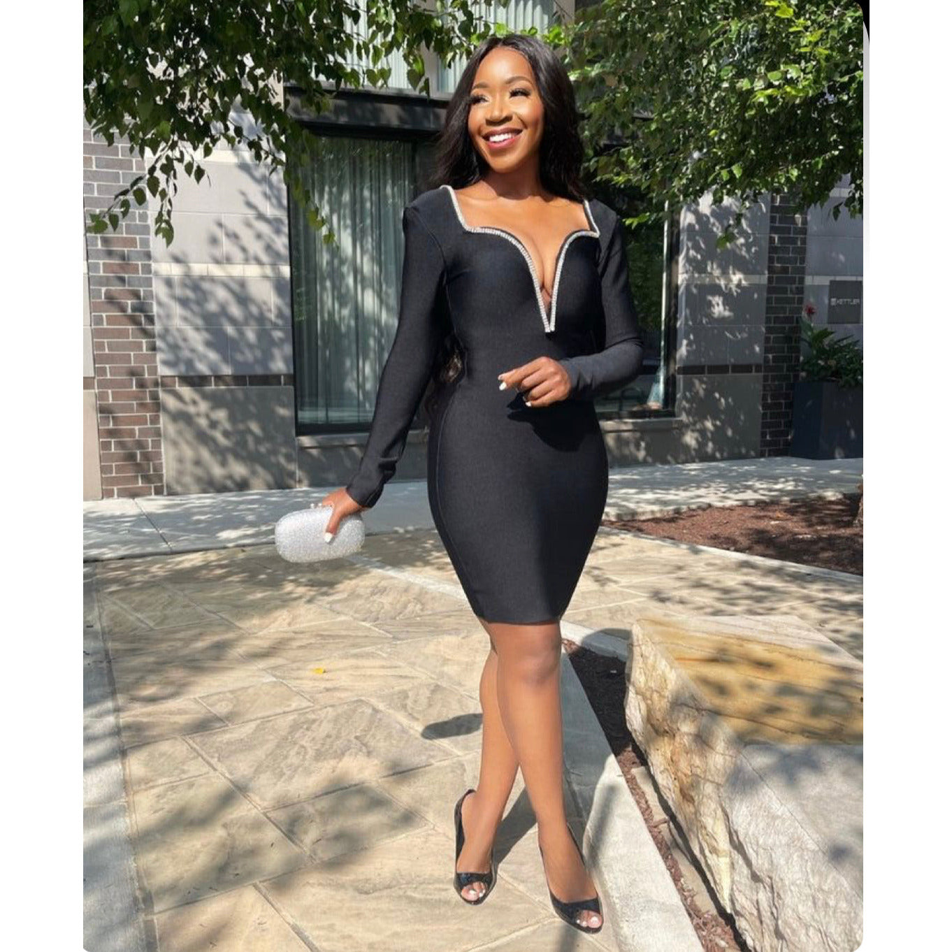 Long Sleeve V Neck Bodycon Dress V Neck Long Sleeve Tight Dress Crinkle White Long Sleeve Tight Long Sleeve V Neck Bodycon Dress V Neck Long Sleeve Tight Dress Crinkle White Long Sleeve Tight