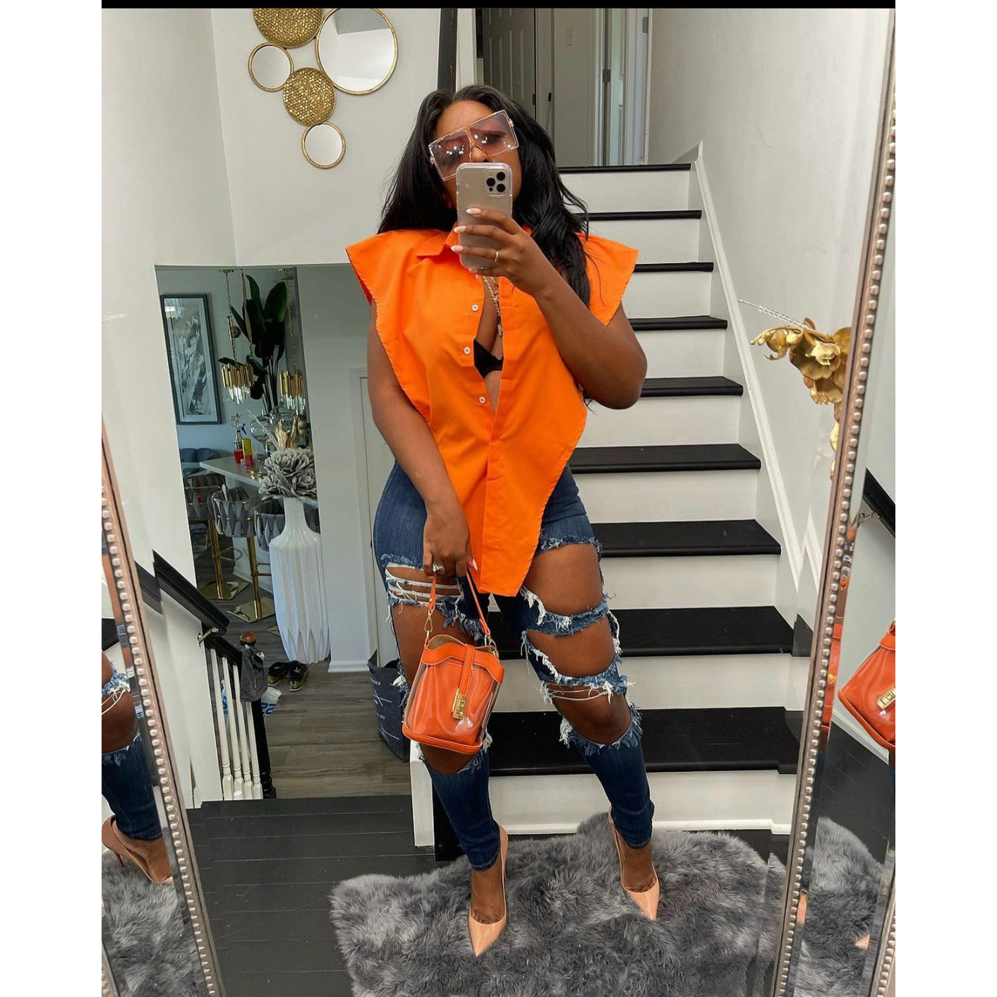 Sexy Lapel Sleeveless Cover Blouse Shirt
