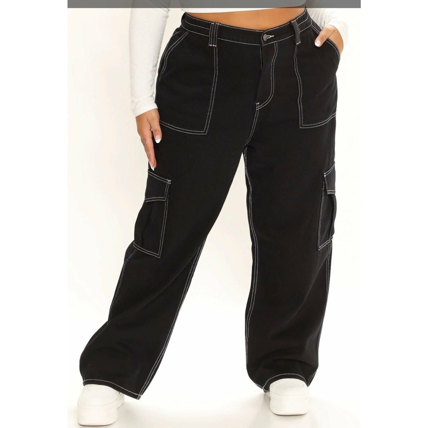 Low Rise Pocket Straight Leg Trousers Streetwear