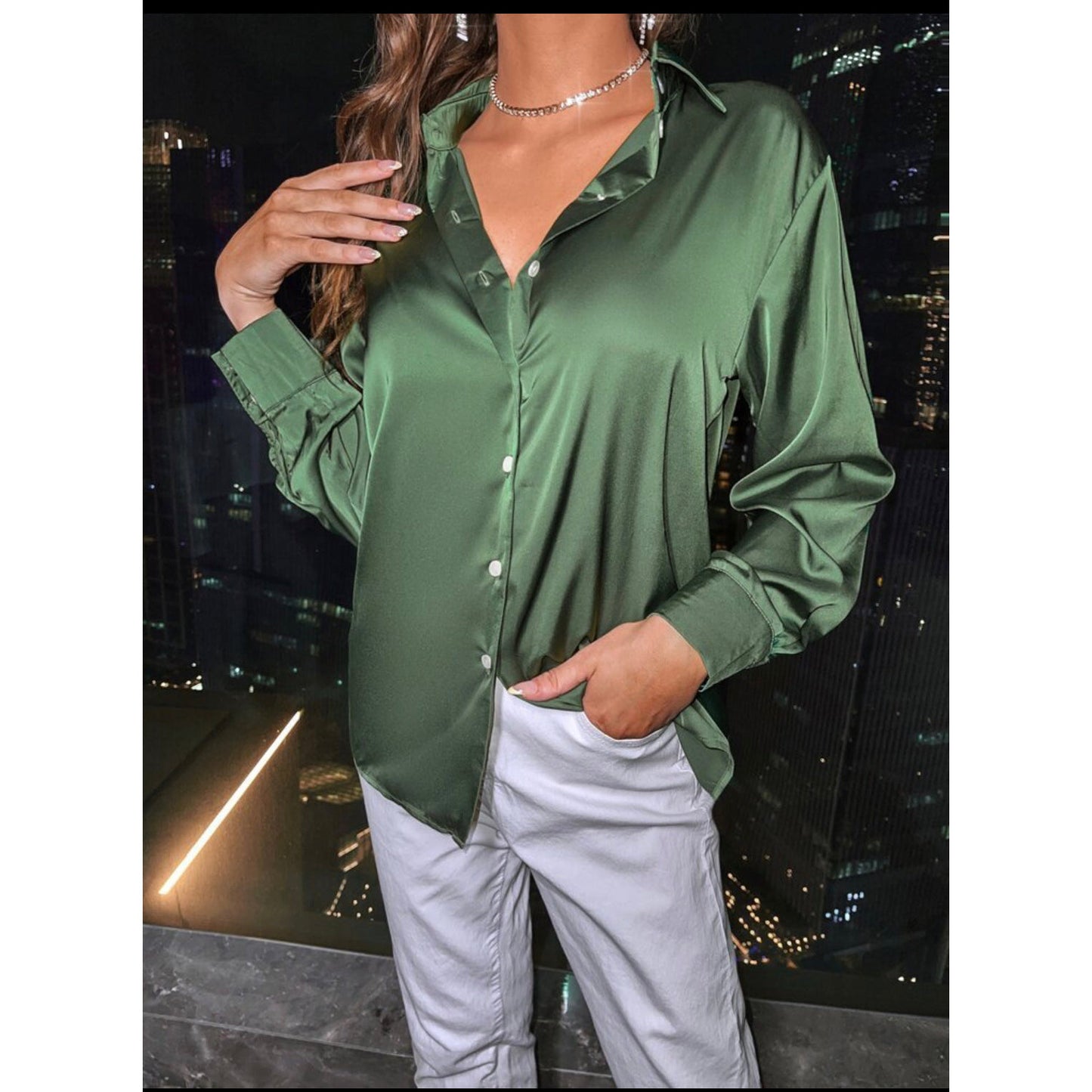 Satin Button Up Shirt