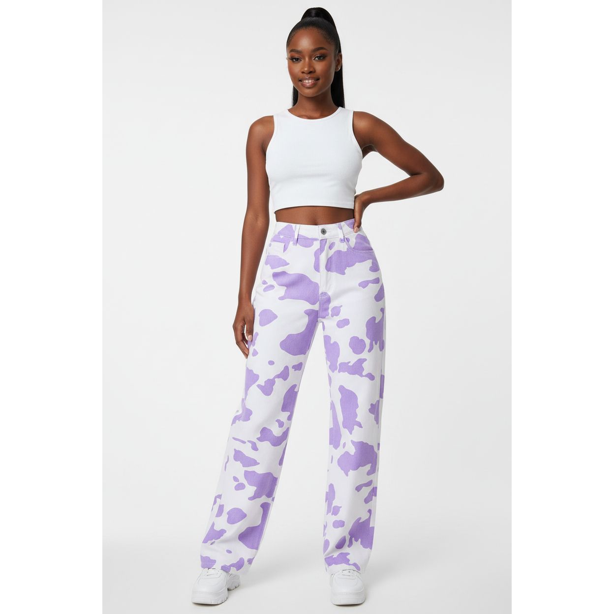 Cow Print wide Leg Jeans