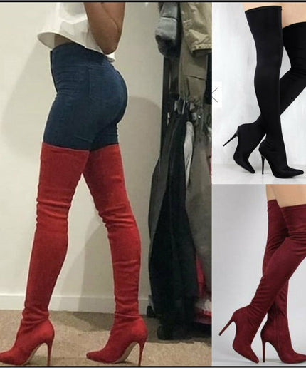 Pointed Toe Thigh High Boots