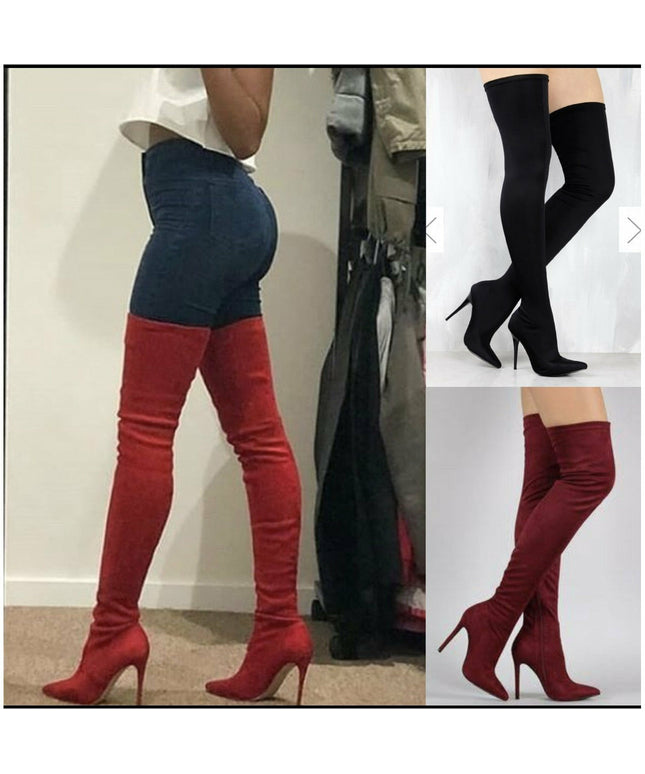 Pointed Toe Thigh High Boots