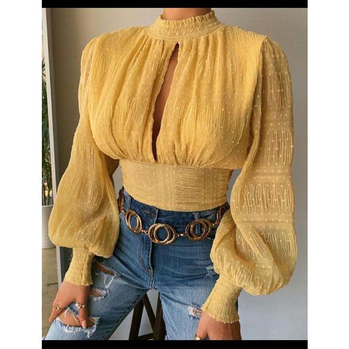 Bubble Cut Out Loose Blouse