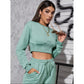 Round Neck Crop Top & High Waisted Pants Two Piece Set