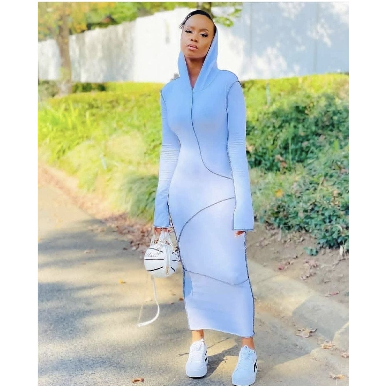 Hooded Bodycon Long Sleeve Dress