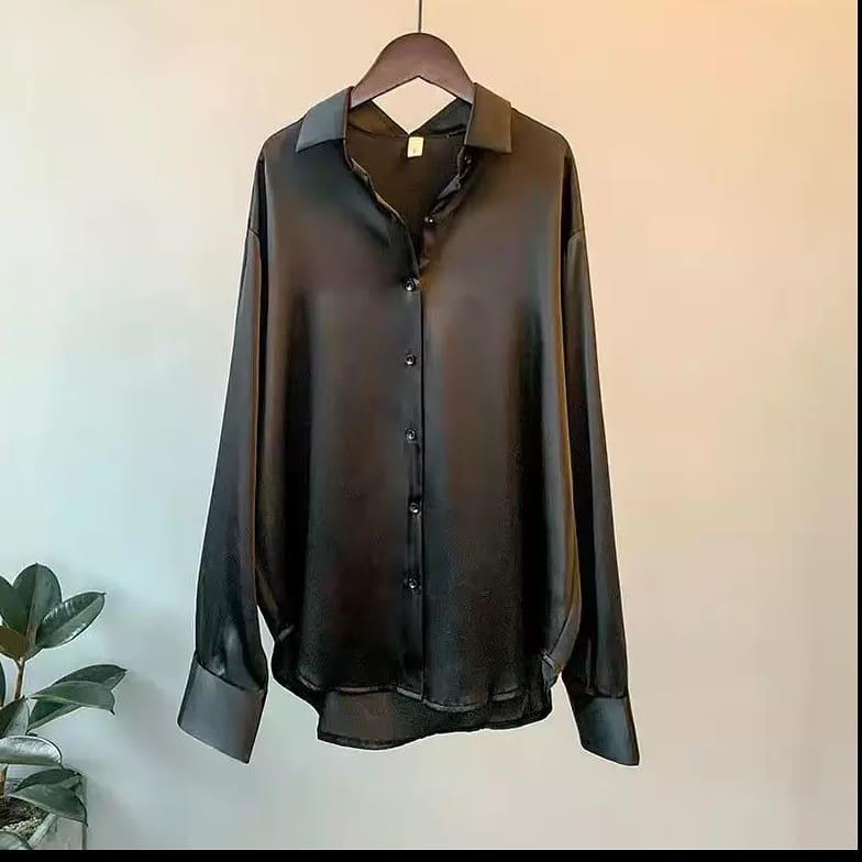 Silk Long-sleeve Vintage  Shirt Blouse