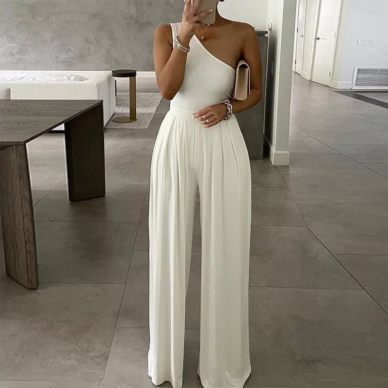 Wide Leg Pants and one Hand Bodysuit Set
