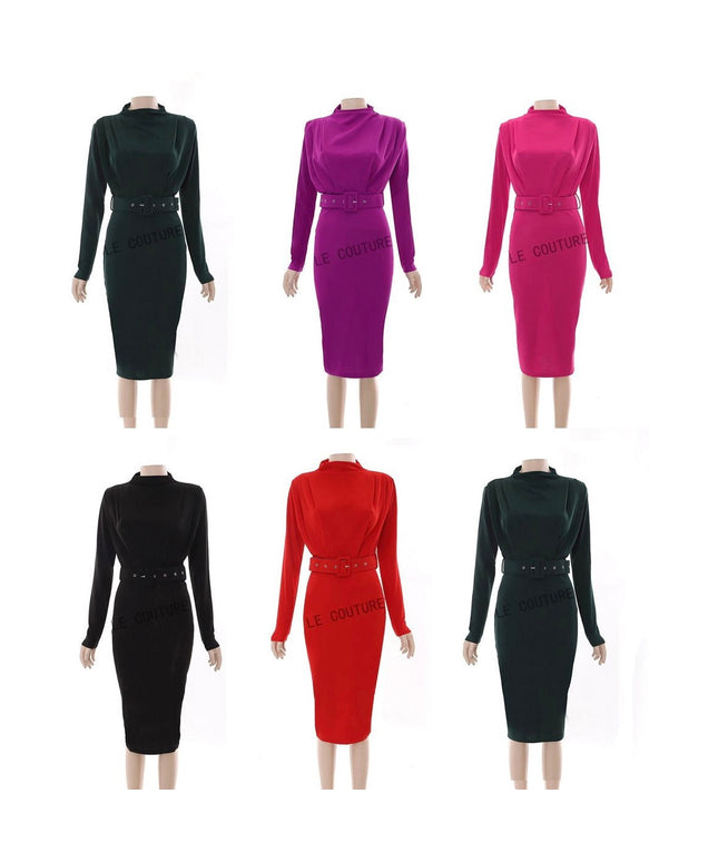 Belted Long Sleeve Bodycon dress