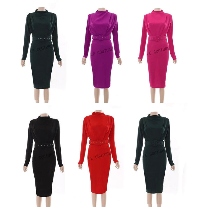 Belted Long Sleeve Bodycon dress