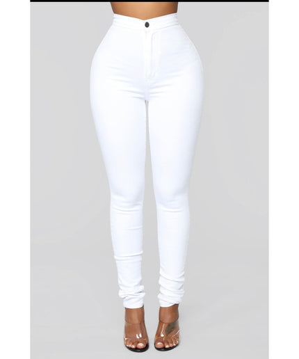 High Waisted White Skinny Jeans 