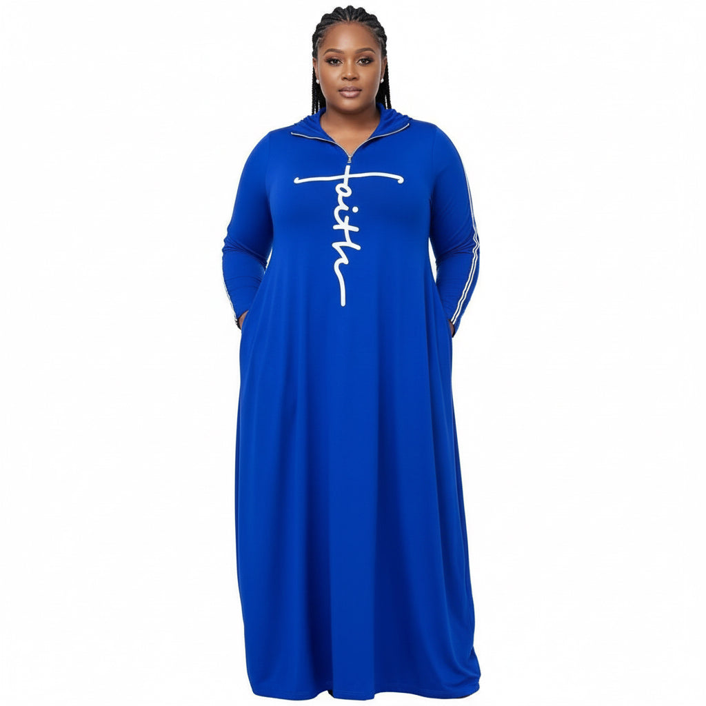 Print Long Sleeve Loose Long Dress