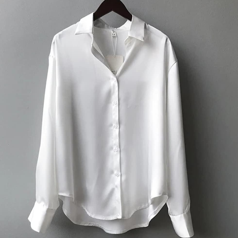 Silk Long-sleeve Vintage  Shirt Blouse