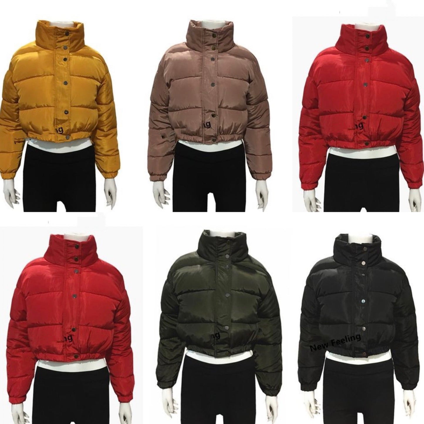 Button Puff Short Bomber Jacket 