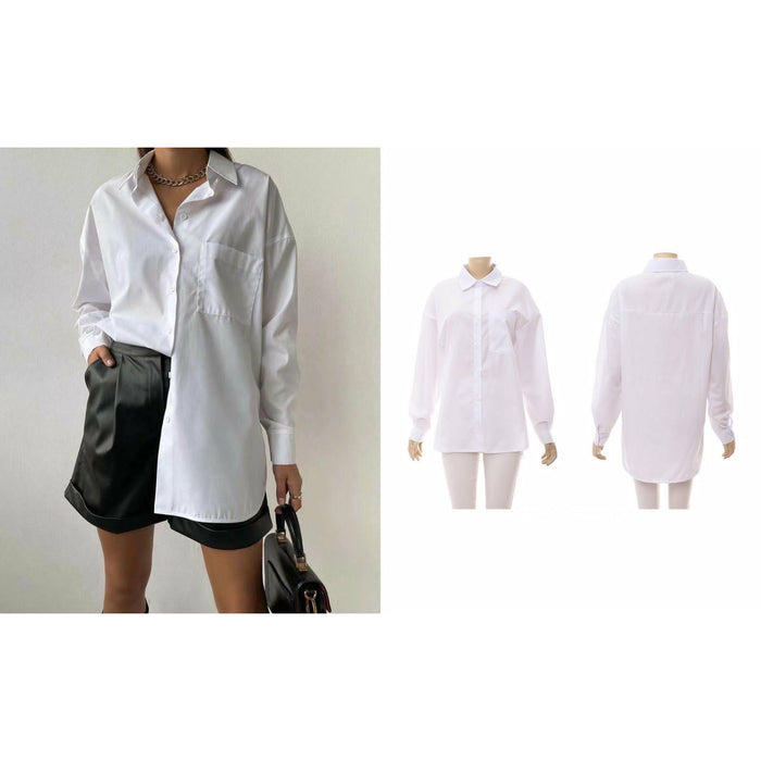 Casual Blouse Cotton White Shirt