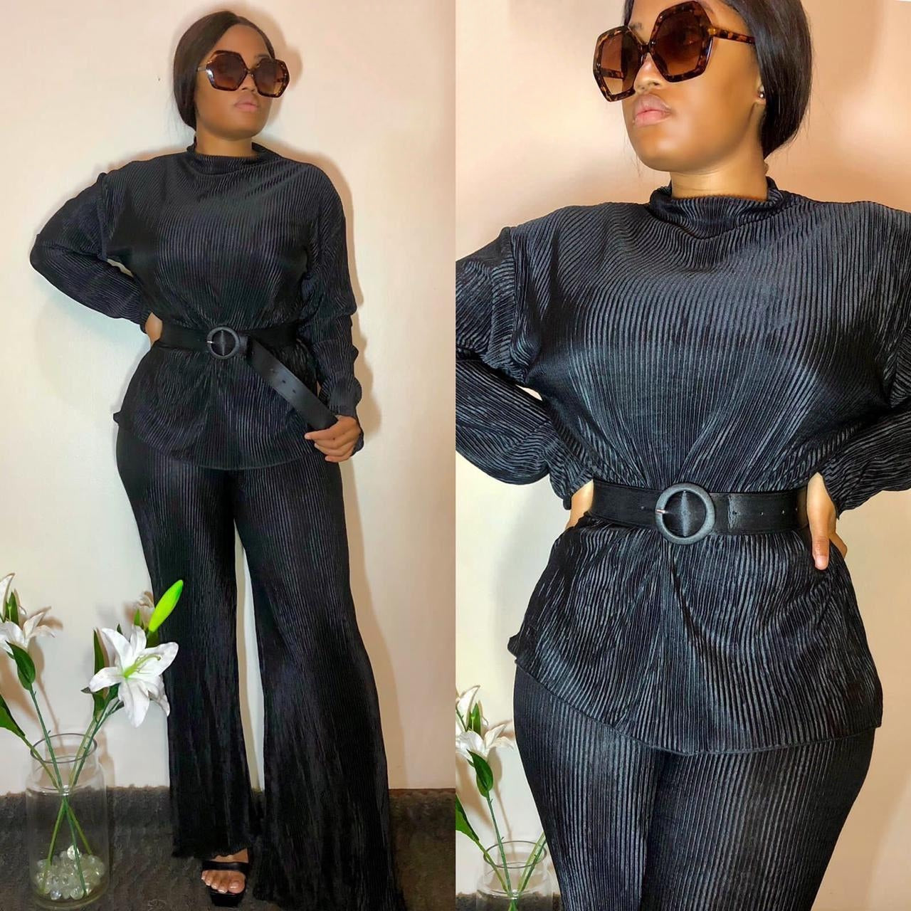 Long Sleeve Pleated Set