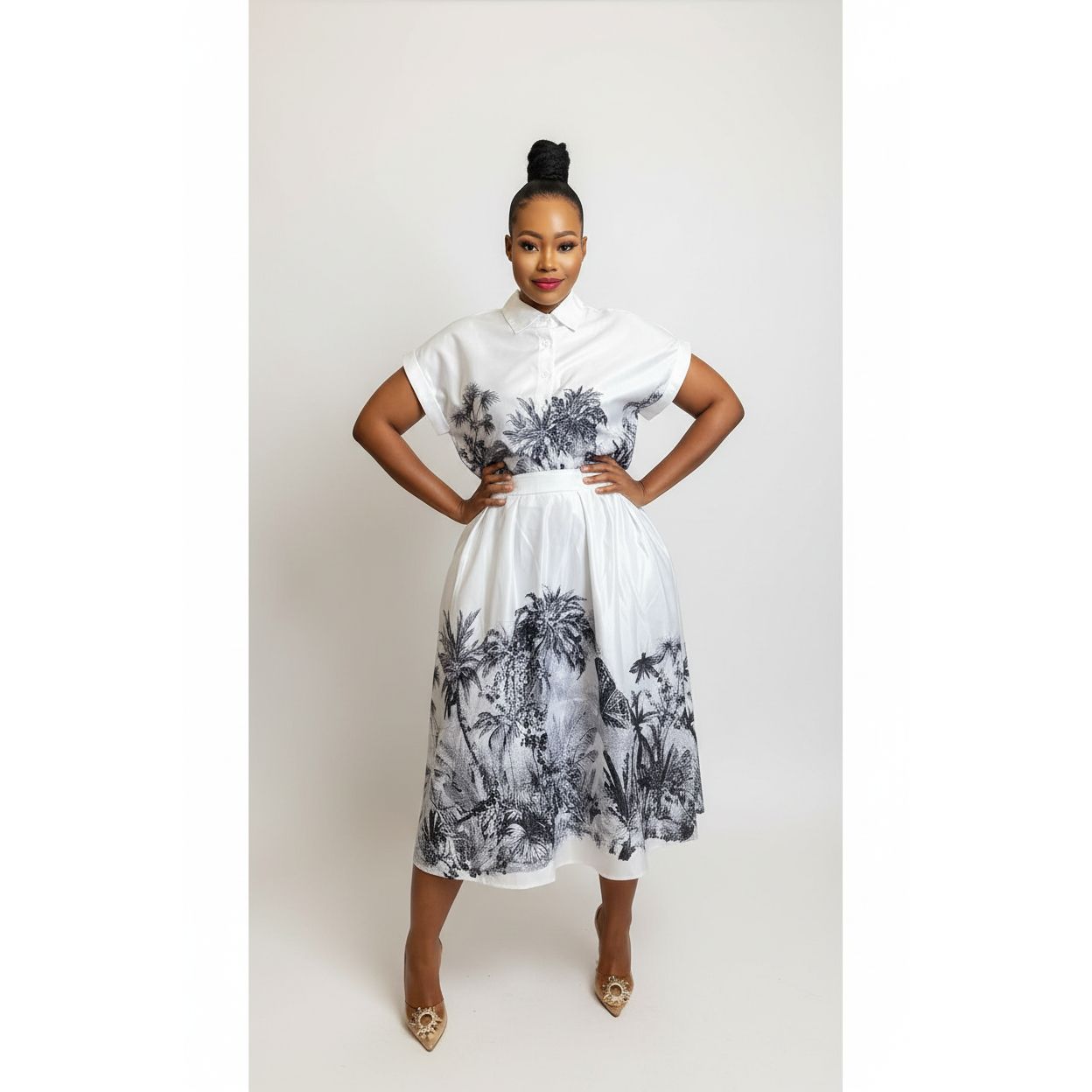 Forest Print Shirt and Skirt Set
