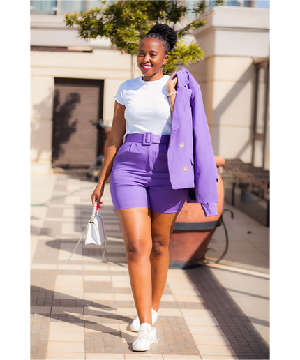 ladies short and blazer set