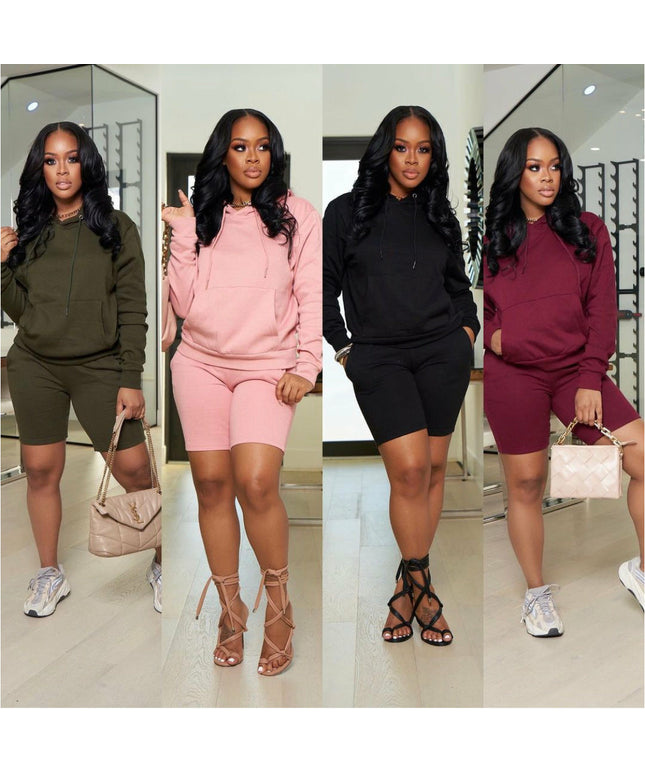 Leisure Short Hooded Two-Piece Suit