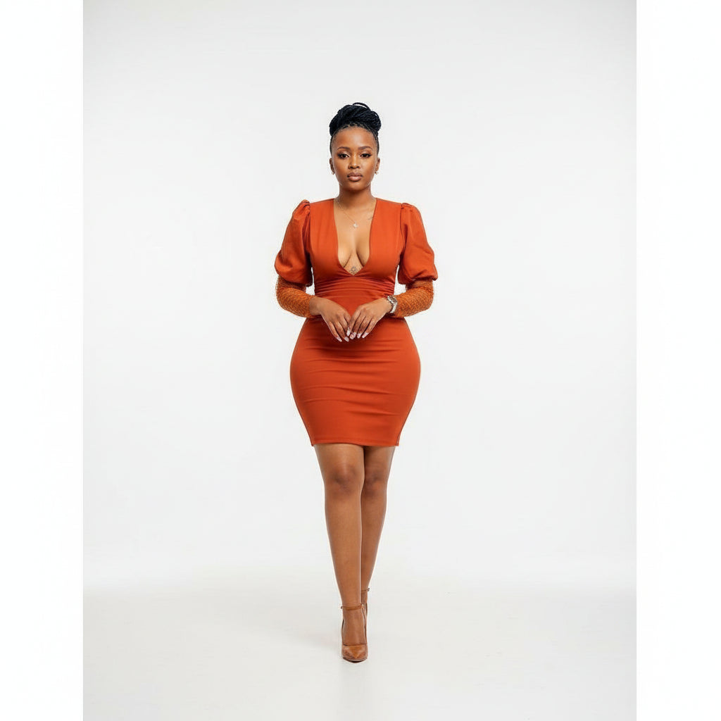 Deep V-Nech Mini Dresses