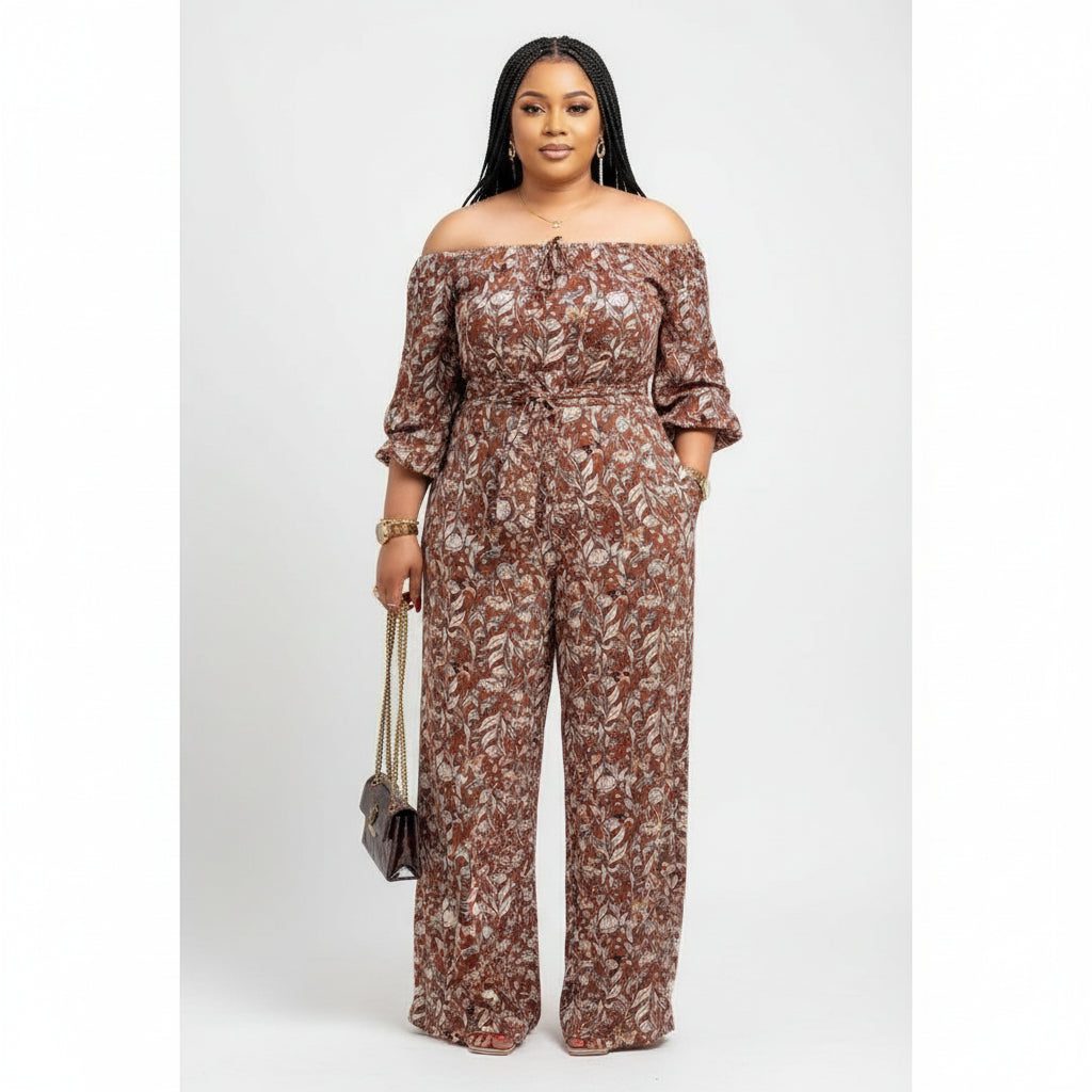 Off Shoulder Eyelet Jumpsuit