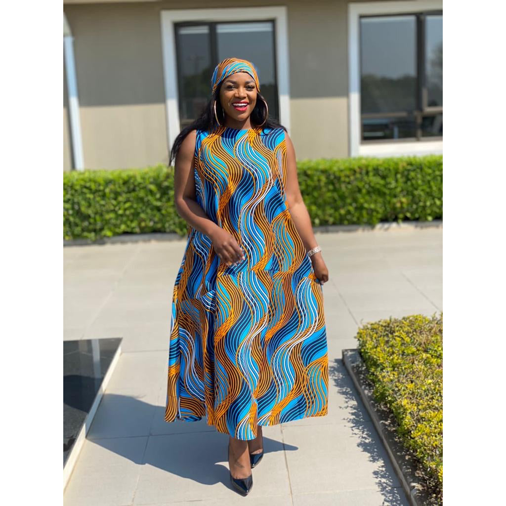 Sleeveless Bubble Ankara Dress