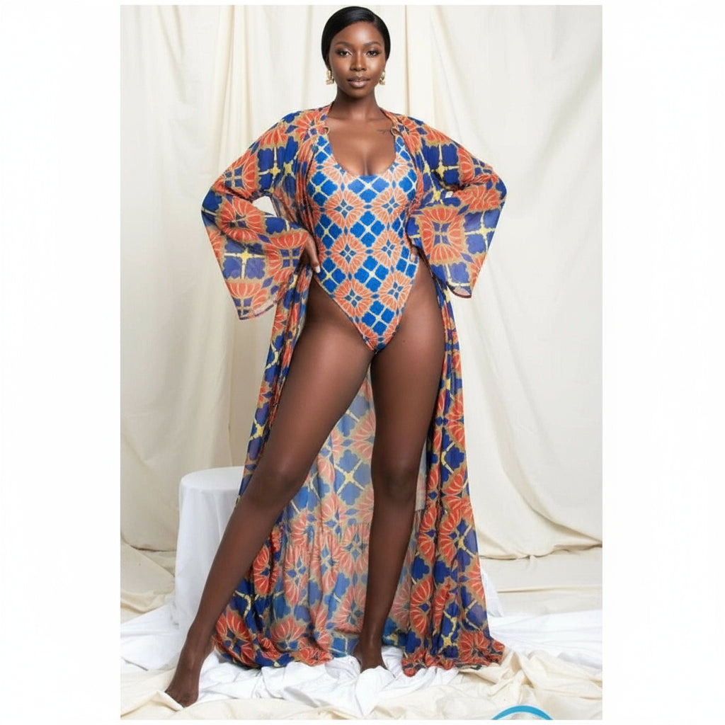 Multicolor Print Swimwears Set