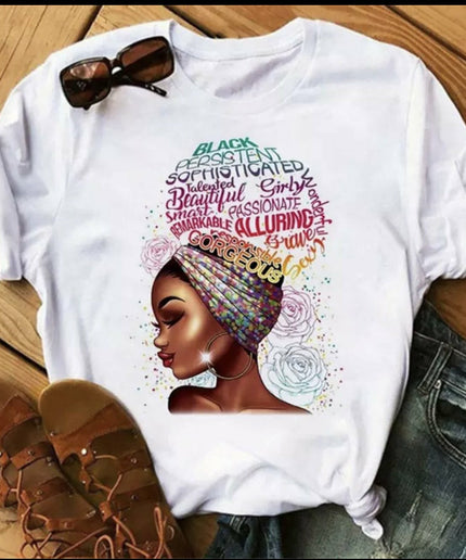 African Black Queen Print T-Shirt