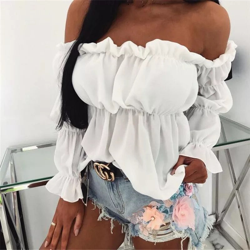 Long Sleeve Off Shoulder Blouse