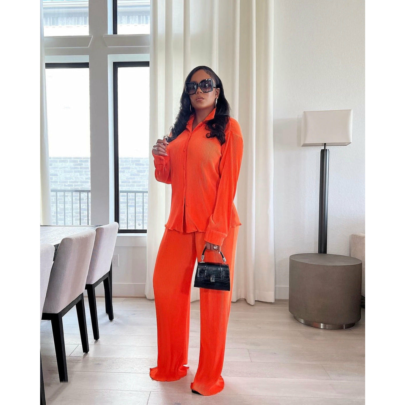 Pleated Shirt & Trousers Two Piece Sets