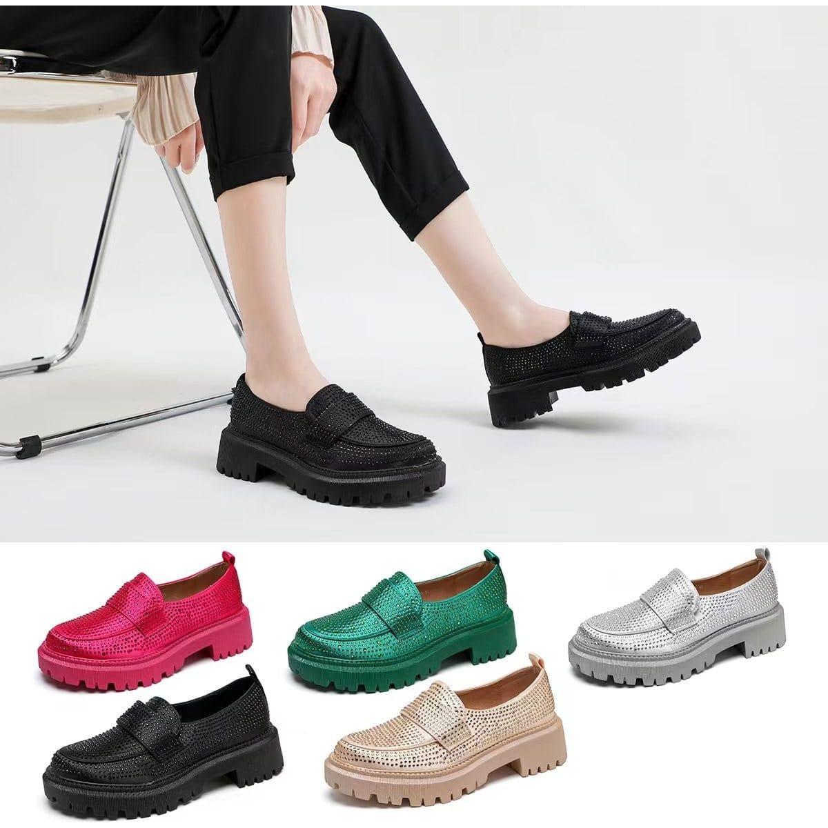 Glitter Square Toe Platform Oxford Shoes